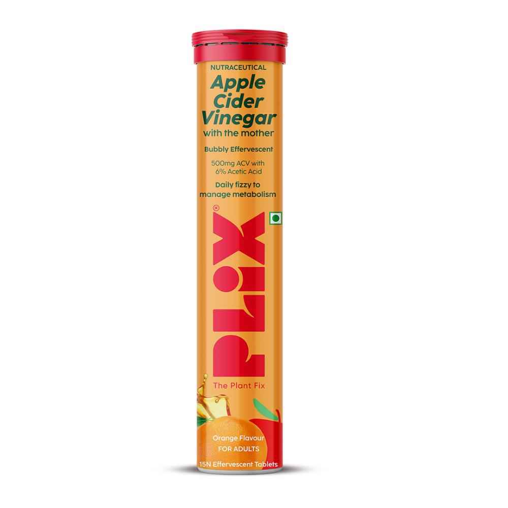 Buy PLIX Apple Cider Vinegar Effervescent for Weight Loss (Orange Squeeze) - 15 Tablets, Pack Of 1 (ACV) - Purplle