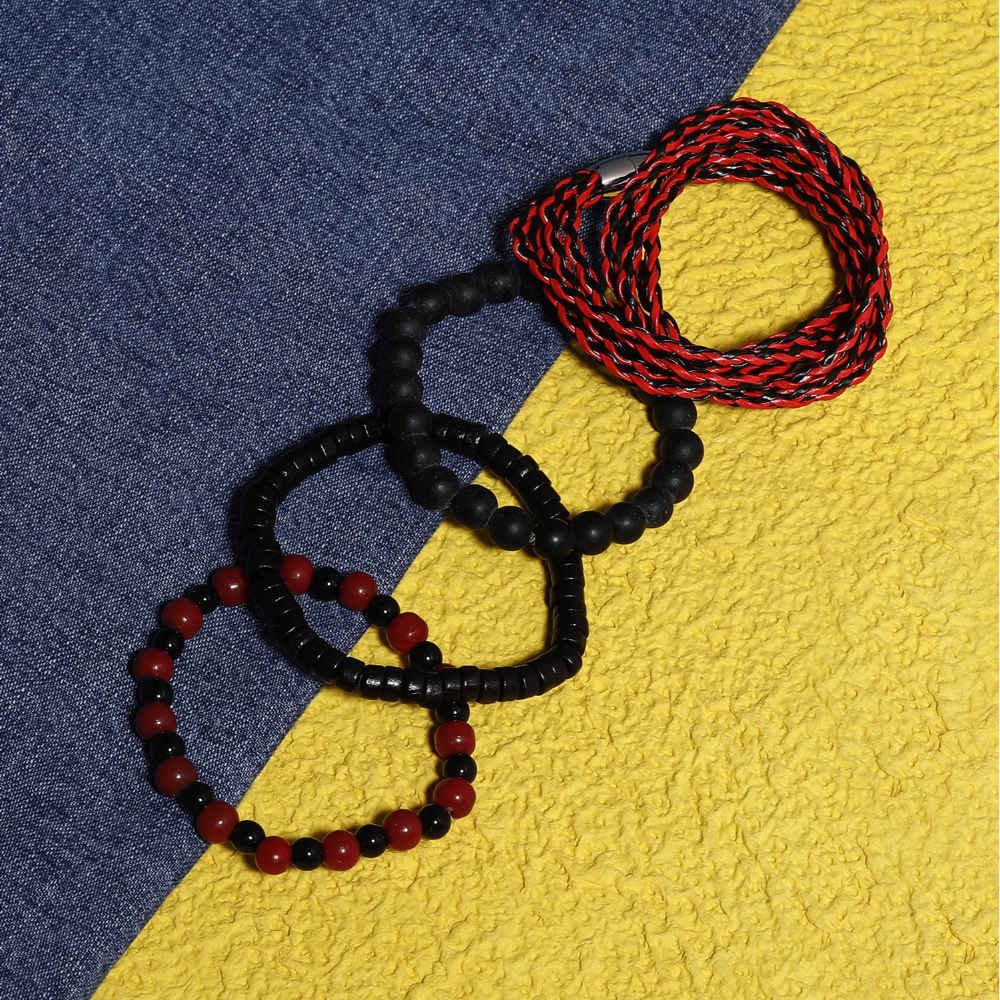 Buy Blueberry Blueberry Men Set of 4 Handcrafted Bracelets - Purplle