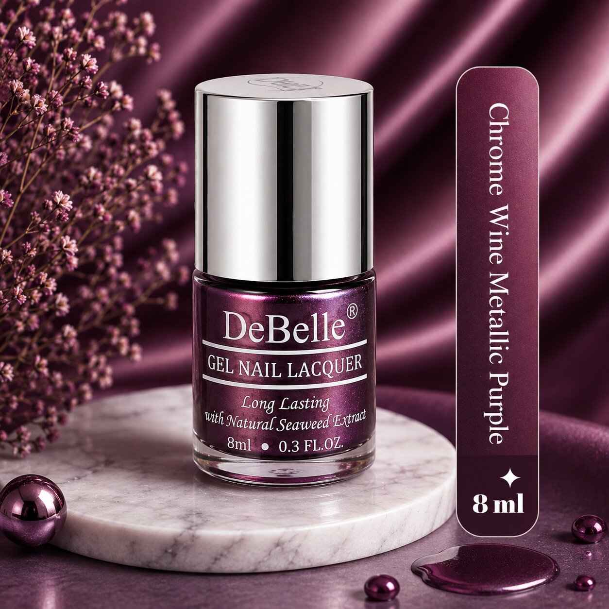 Buy DeBelle Gel Nail Lacquer Chrome Wine Metallic Purple Nail Polish - 8 ml - Purplle