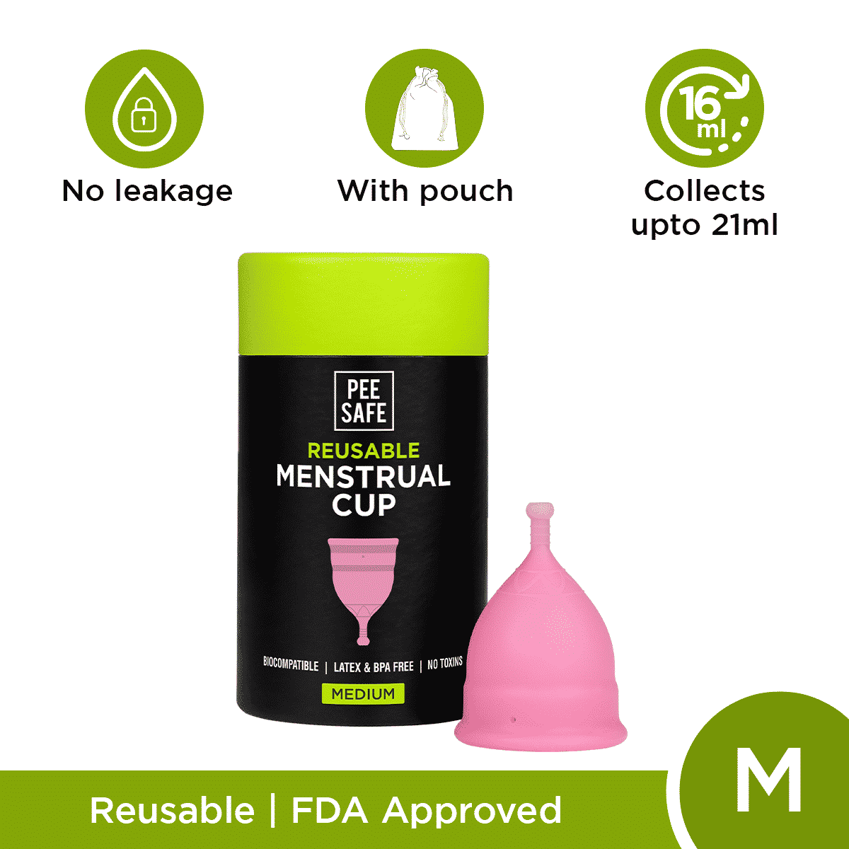 Buy Pee Safe Reusable Menstrual Cup with Medical Grade Silicone for Women - Medium M - Purplle