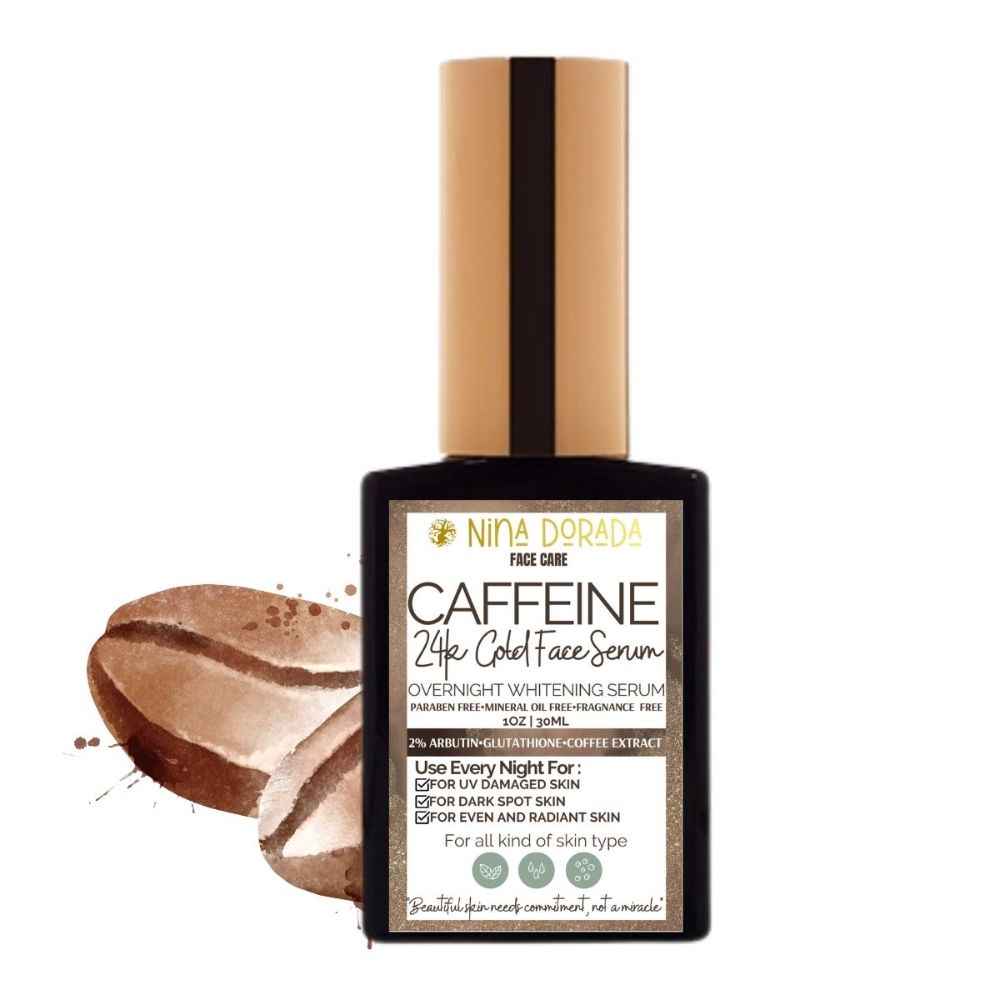 Buy Nina Dorada Caffeine 24k Gold Face Serum with 2% Arbutin & Glutathione | For Dark Spots and Pigmentations | Paraben and Sulphate Free | 30ml - Purplle
