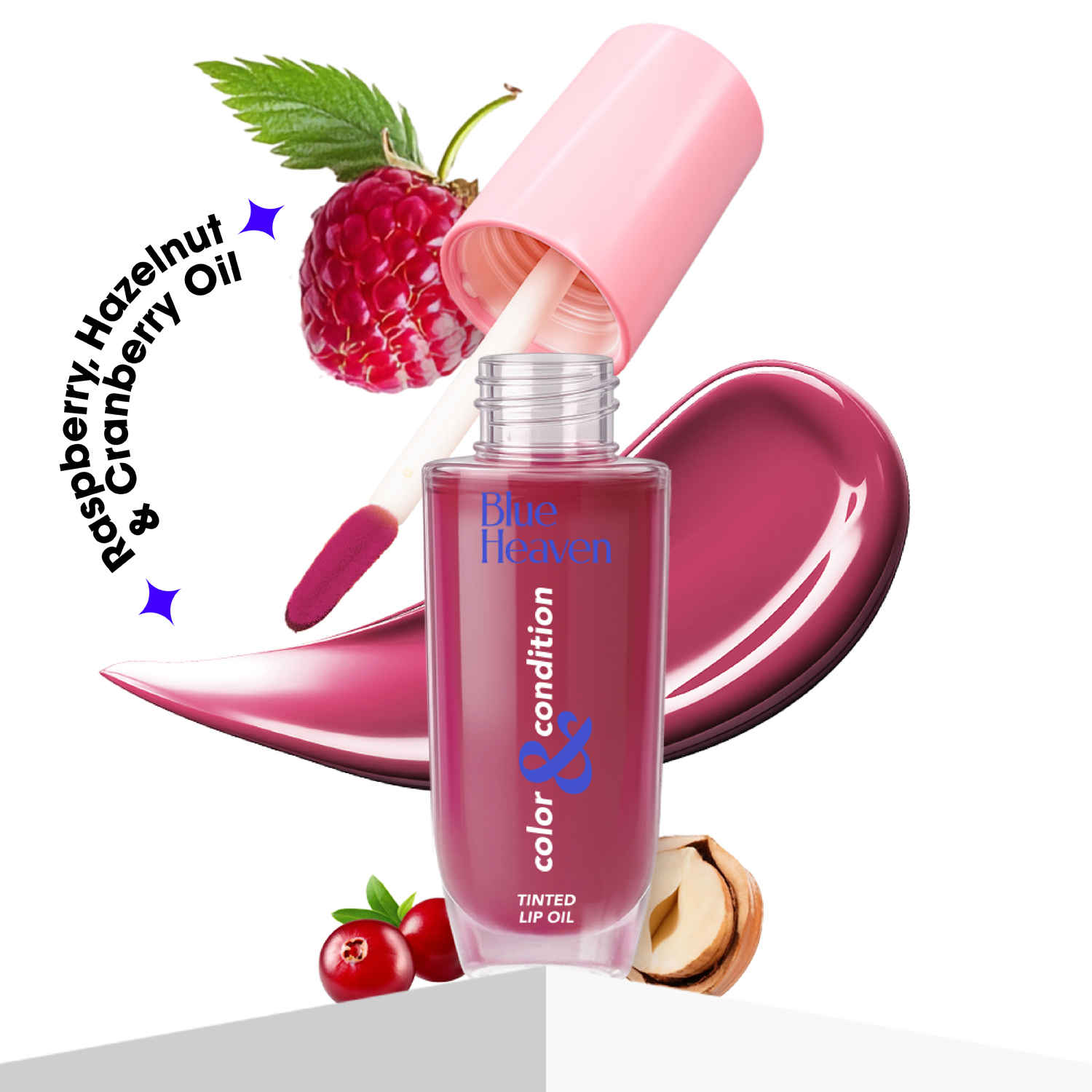 Buy Blue Heaven Color & Condition tinted lip oil for women, lip gloss infused with Cranberry, Raspberry & Hazelnut oil, Hydrating & Softening - Passion Fruit Mauve, 4.2 ml - Purplle