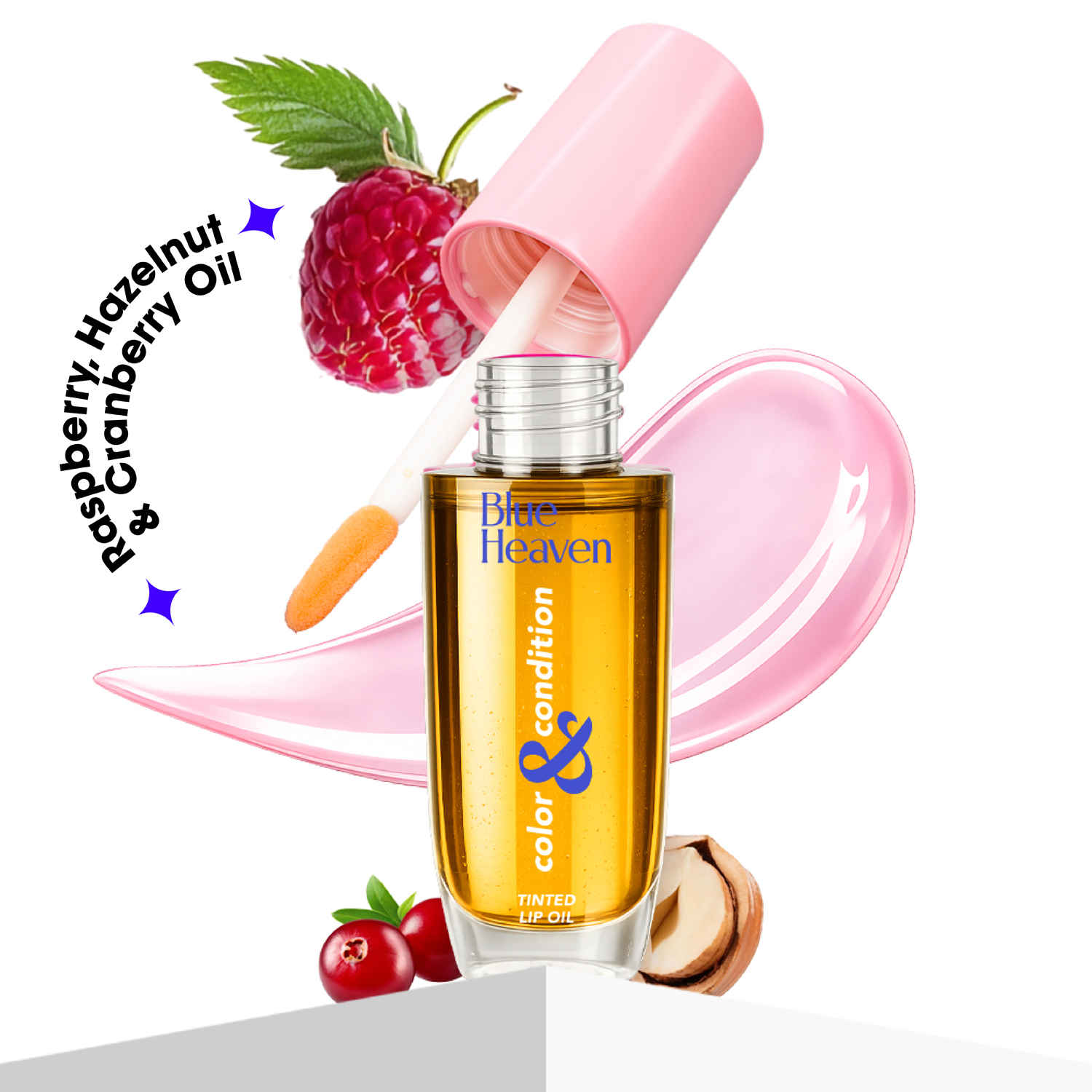 Buy Blue Heaven Color & Condition tinted lip oil for women, lip gloss infused with Cranberry, Raspberry & Hazelnut oil, Hydrating & Softening - Cloudberry Clear, 4.2 ml - Purplle