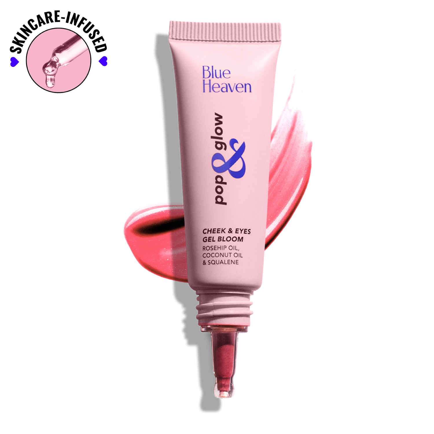 Buy Blue Heaven Pop & Glow Eye & Cheek tint blusher for face makeup, Blush enriched with Rosehip and Coconut oil - Glam Pink, 12 ml - Purplle