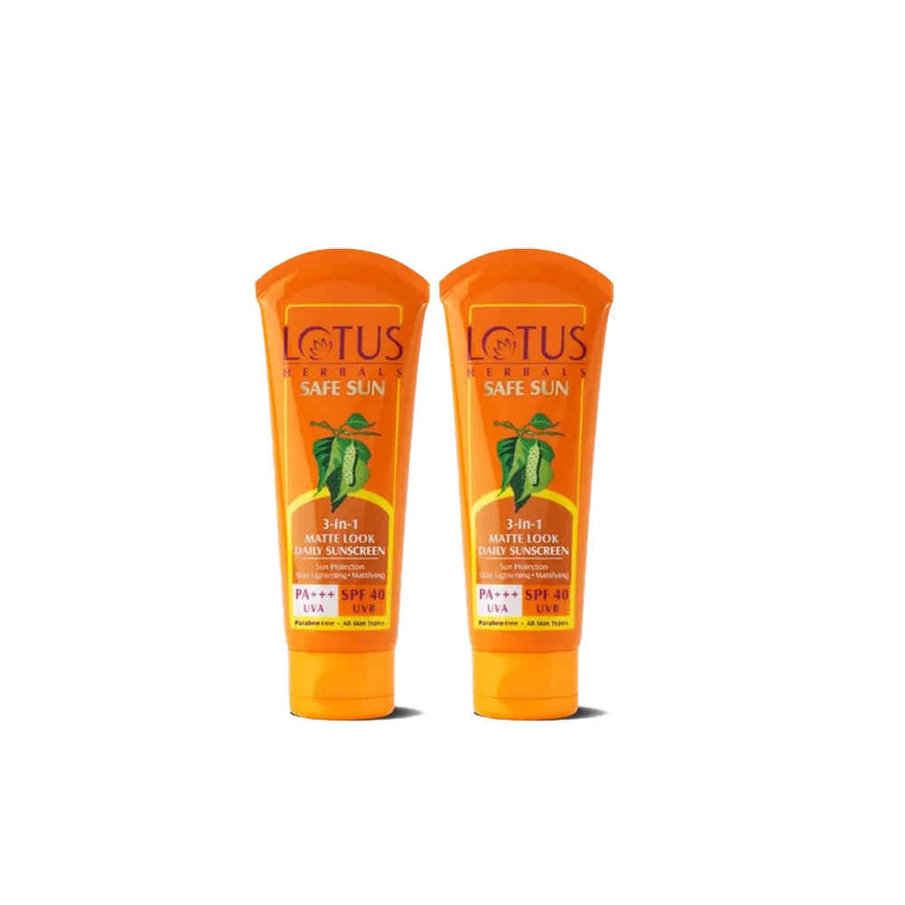 Buy Lotus Herbals Safe Sun 3 In 1 Tinted Daily Sunscreen | Matte Look | SPF 40 | PA+++ | For All Skin Types | 50g - Pack of 2 - Purplle