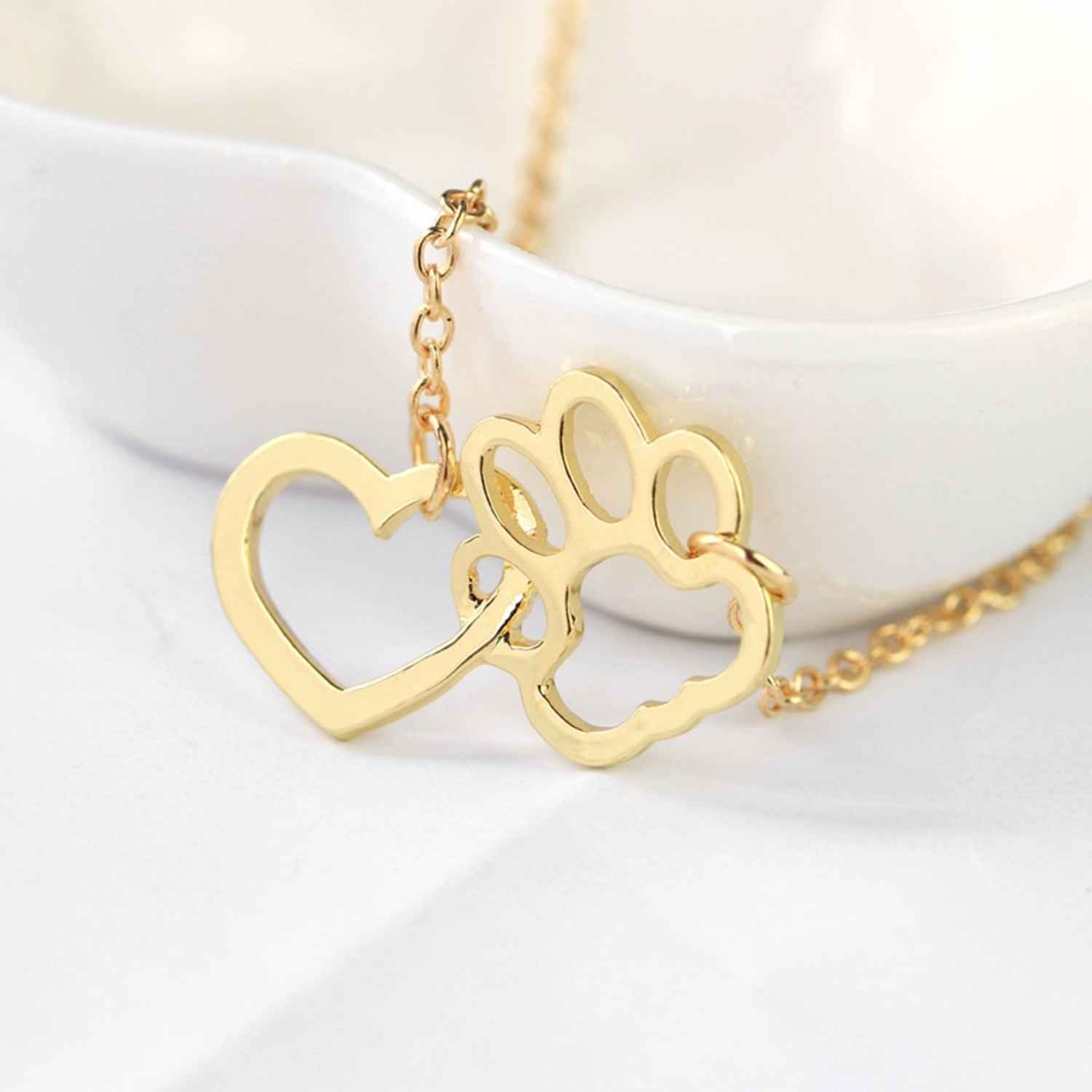 Buy Rack Jack Heart and Paw Pendant Necklace - Gold Colour| Birthday Gifts for Girls & Women, Fancy Jewellery - Purplle