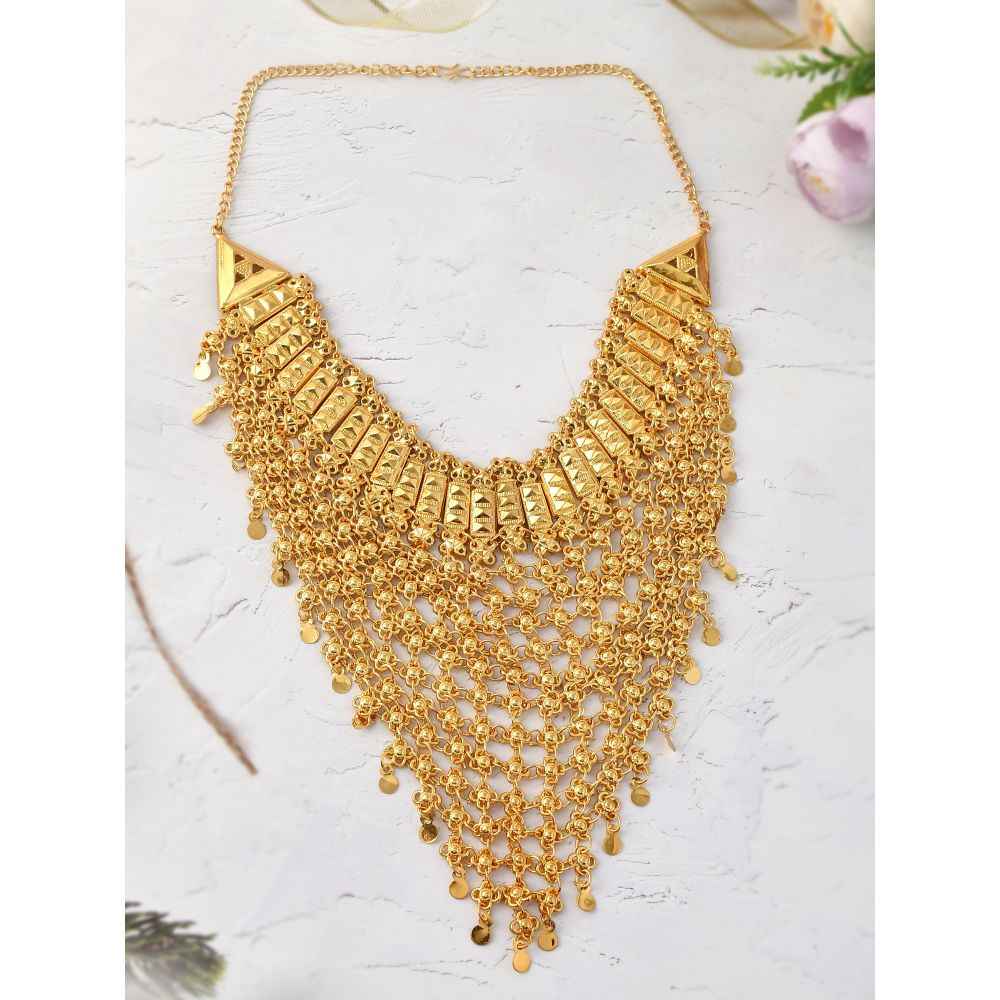 Buy Silvermerc Designs Gold Plated Handcrafted Layered Heavy Necklace - Purplle