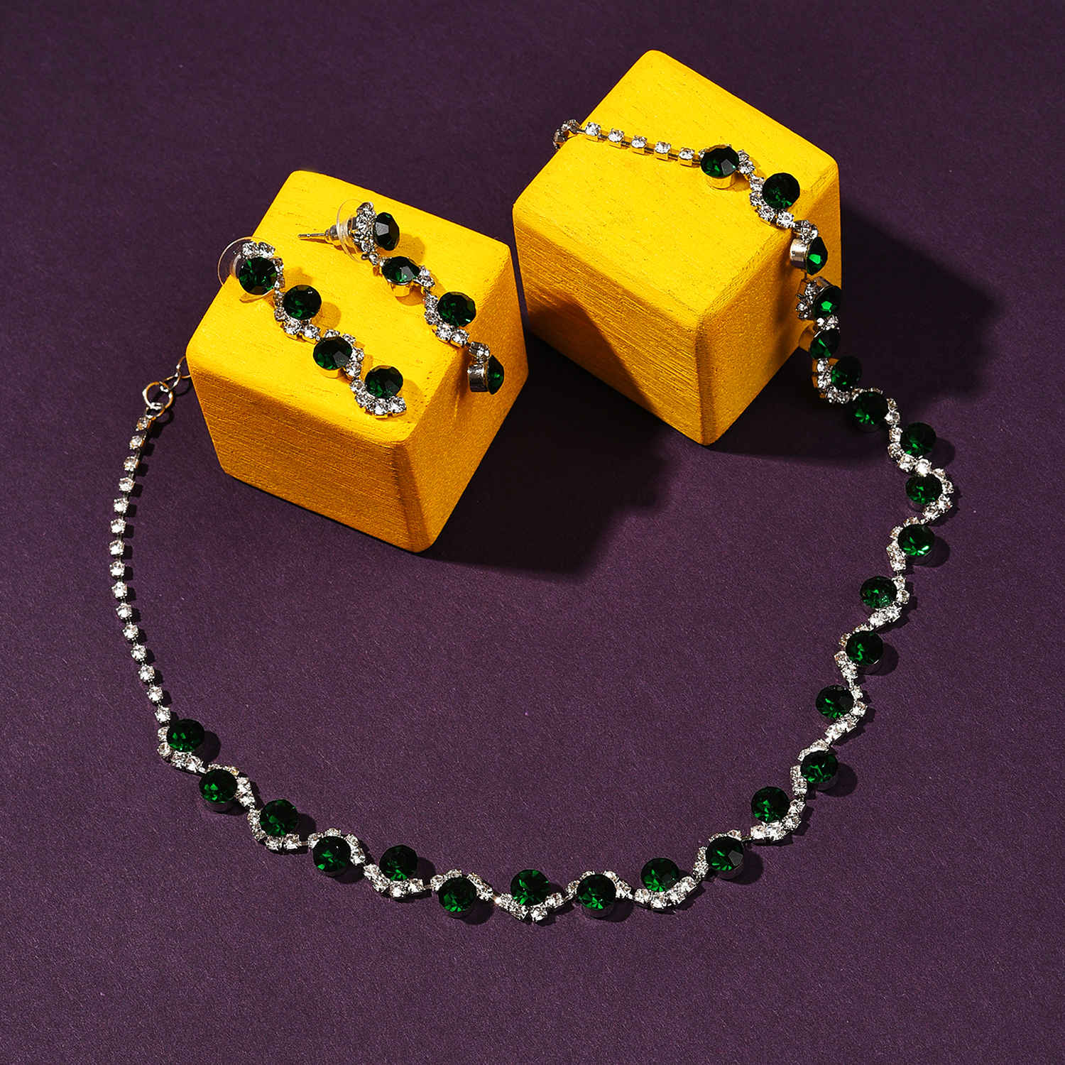 Buy SOHI Women Gold-Plated Green Stone-Studded Beaded Jewellery Set - Purplle