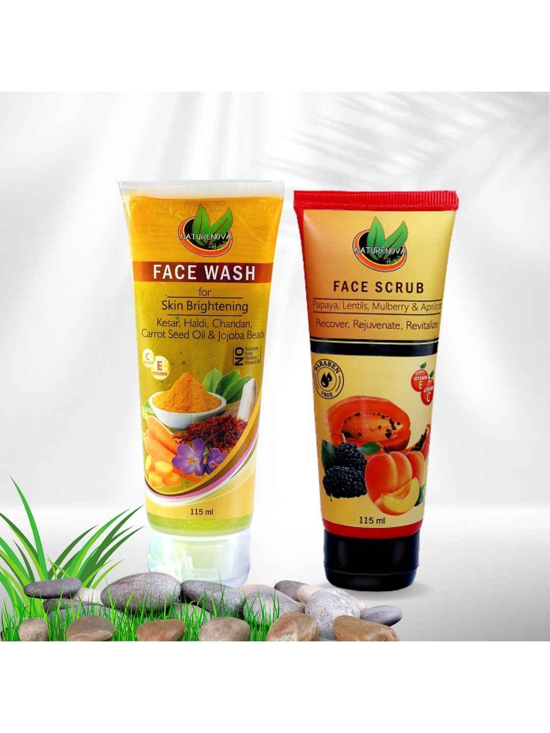 Buy NatureNova Herbals Skin Brightening Face Wash (115 ml) & Face Scrub (115 ml) Combo Pack of 2 - Purplle