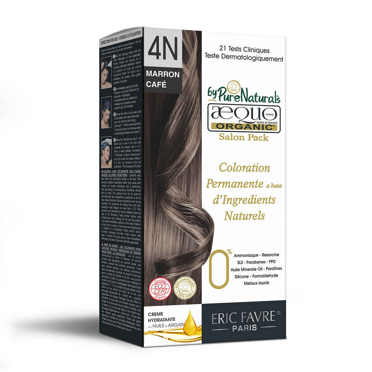 Buy Aequo Organic Damage Free Cream Hair Color Salon Pack 4N Cafe Medium Brown 120 ml - Purplle