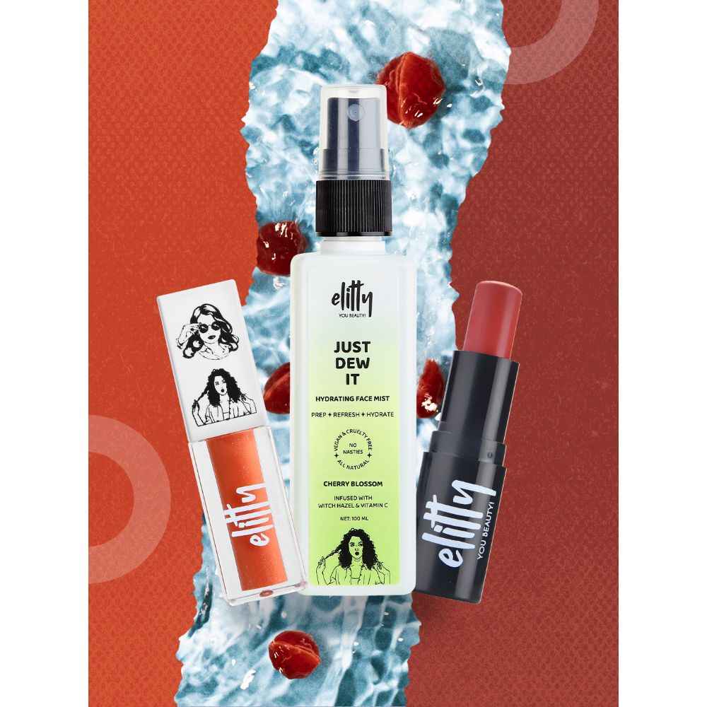 Buy Elitty No Filter Needed - No Nudes Combo (Spray - Cherry Blossom, Lip gloss - Pretty Woke, Tint -Yummy) Infused with Witch Hazel & Vit C, Vegan & Cruelty Free - Purplle