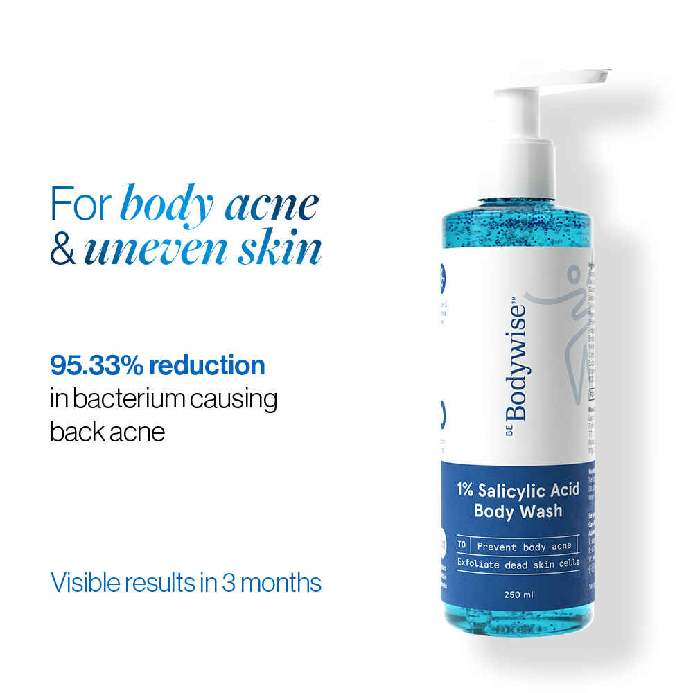 Buy Be Bodywise 1% Salicylic Acid Exfoliating Body Wash Shower Gel 250 ml | Prevents Body Acne, Bumpy skin & Deep cleanses | Suitable for All Skin Types - Purplle