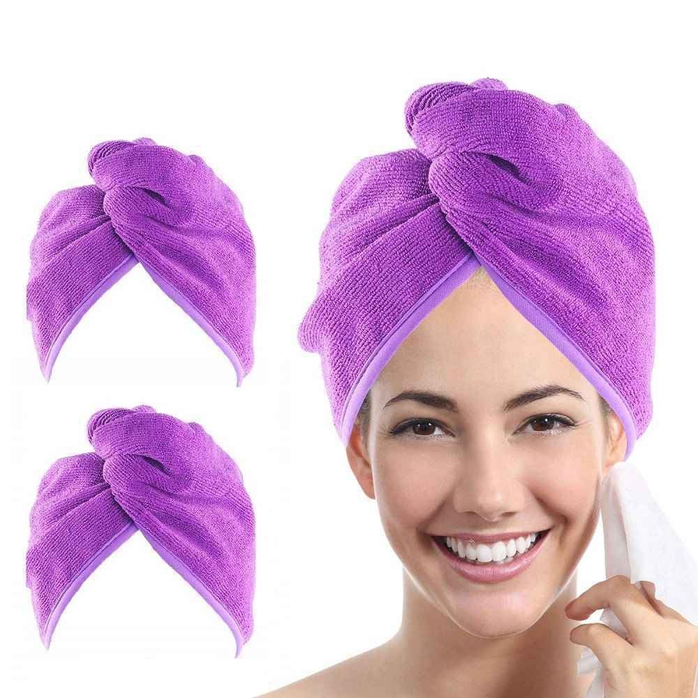 Buy Majestique 2Pcs Quick Dry Hair Turban for Curly, Long, and Thick Hair - Microfiber Towel Wrap for Men and Women - Color May Vary - Purplle