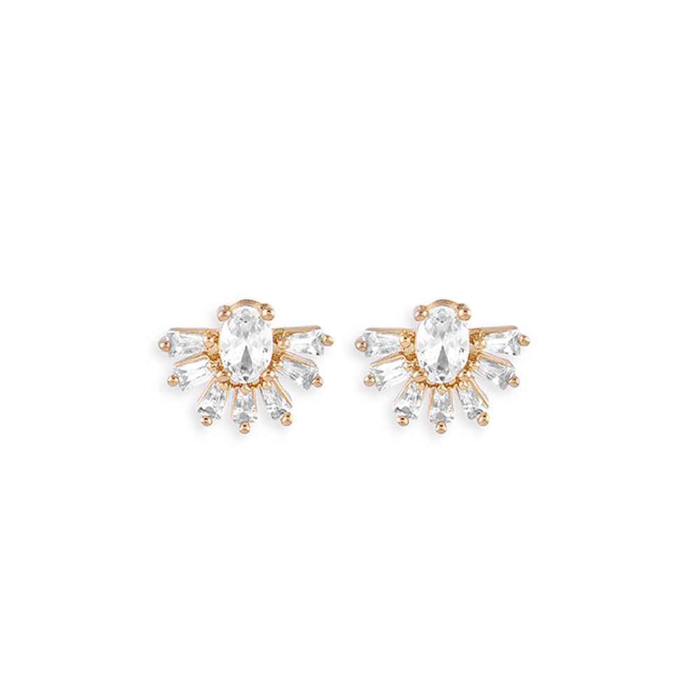 Buy Lilly & Sparkle Brass Gold Plated Cz Stone Studded Contemporary Stud Earrigns - Purplle