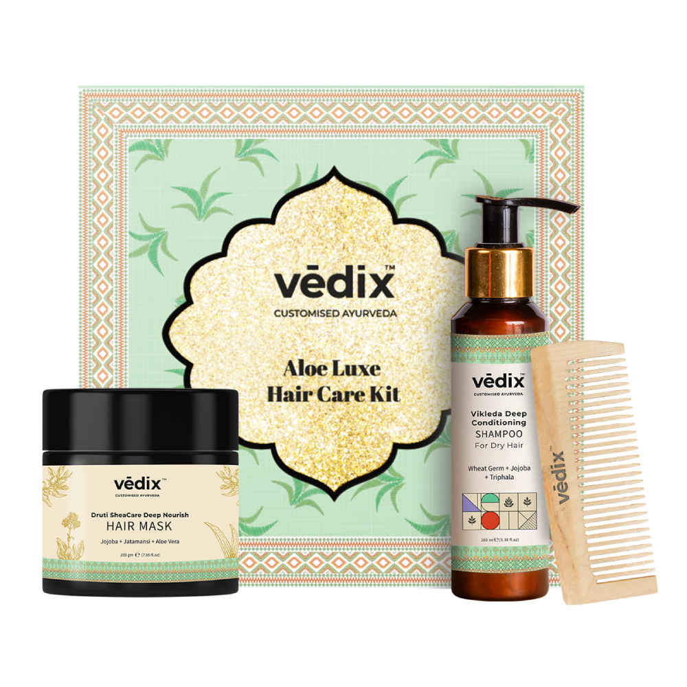 Buy Vedix Aloe Luxe Hair Care Gift Kit - Hair care combo With Shampoo + Hair Mask for Hair Growth + Neem Comb; For Women & Men; Pack Of 3 - Purplle