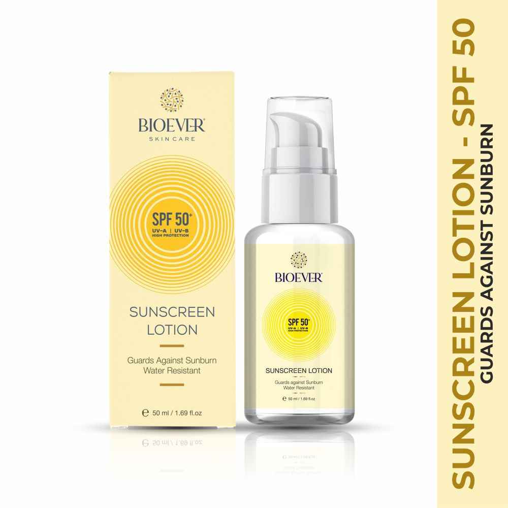 Buy Bioever Sunscreen Lotion,SPF 50+++ UV-A, UV-B High Protection, Water Resistant for All skin types 50ml - Purplle