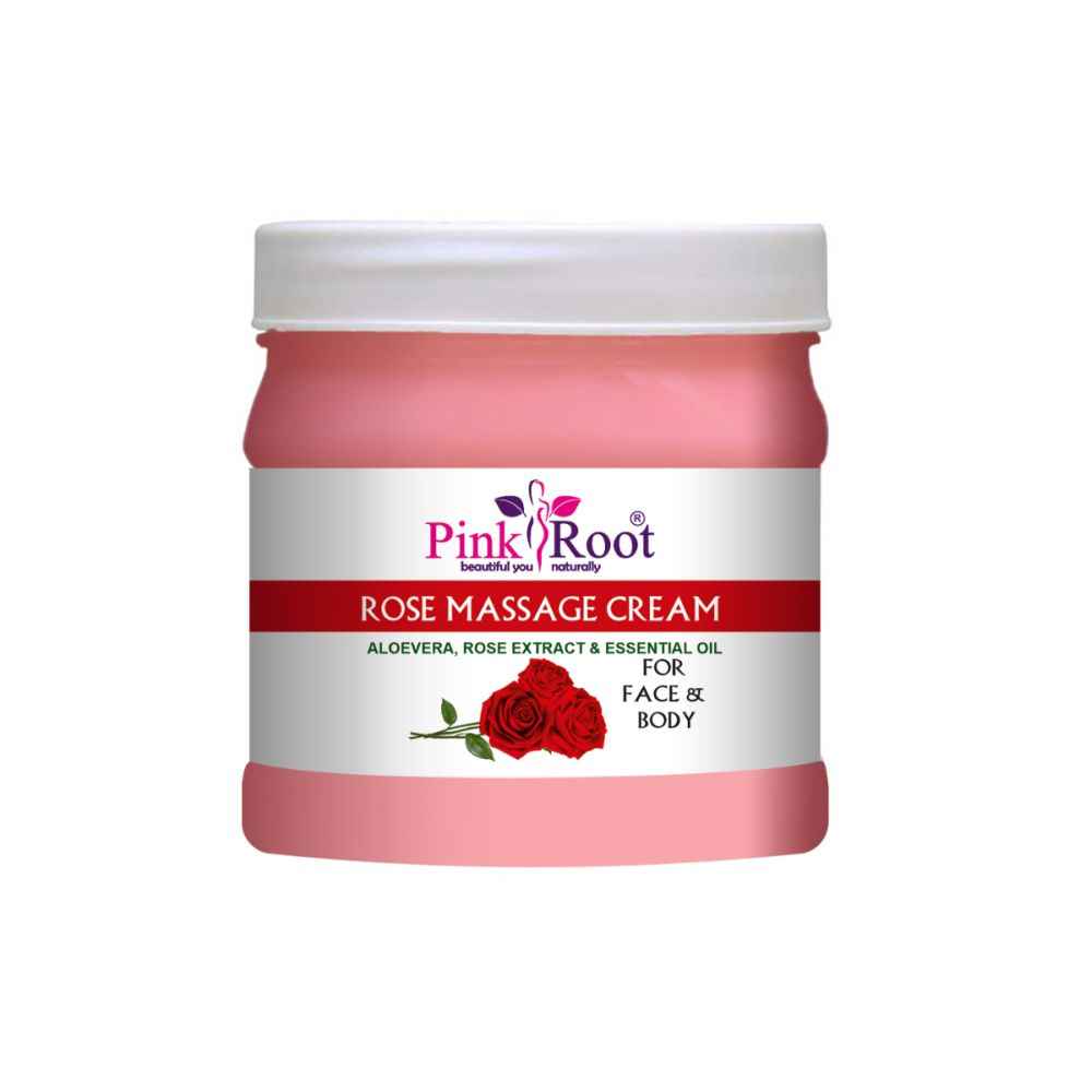 Buy Pink Root Rose Massage Face & Body Cream improves skin tone, contracts muscles to give firm skin & prevents wrinkles 500ml - Purplle