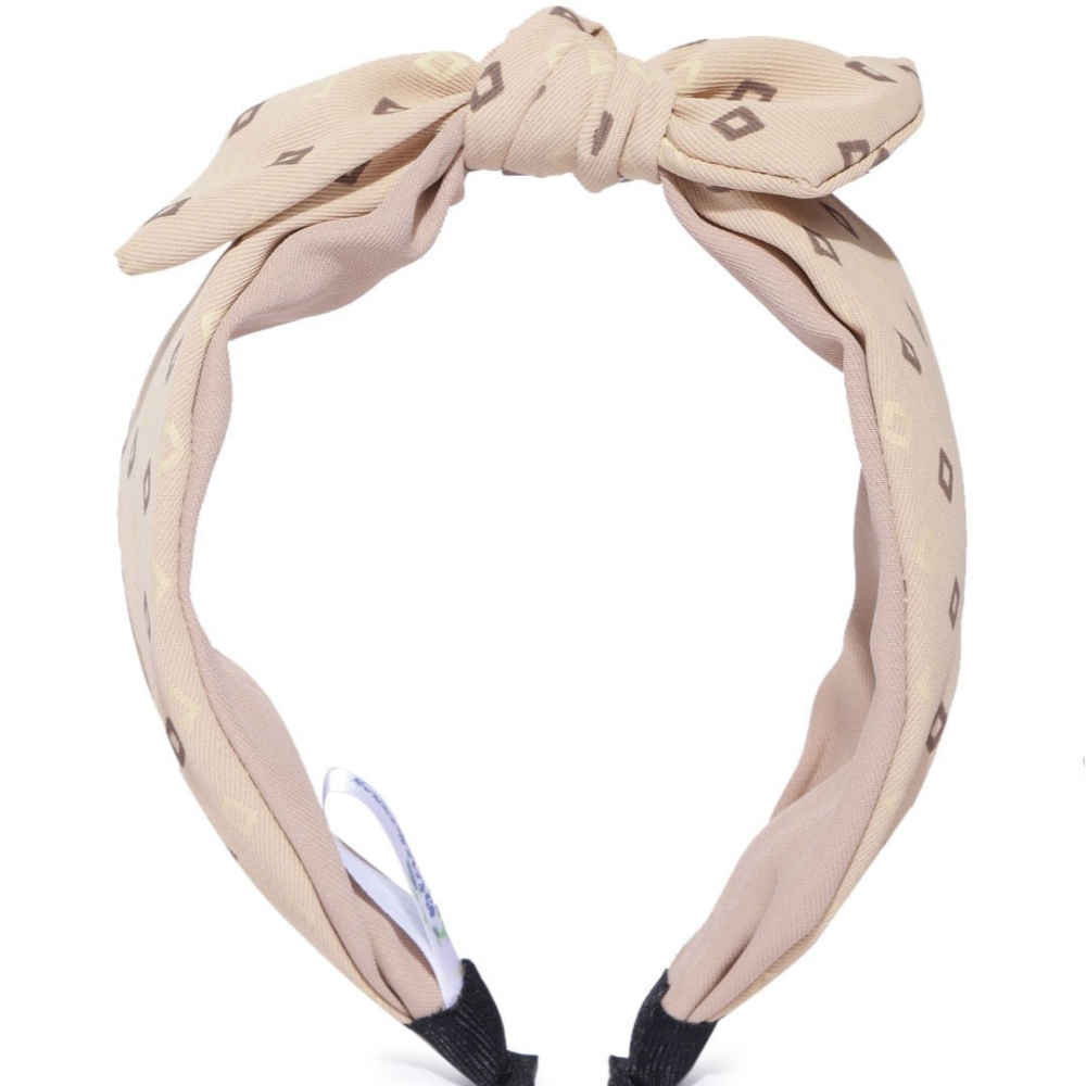 Buy Blueberry Women Beige Printed Knot Hairband - Purplle