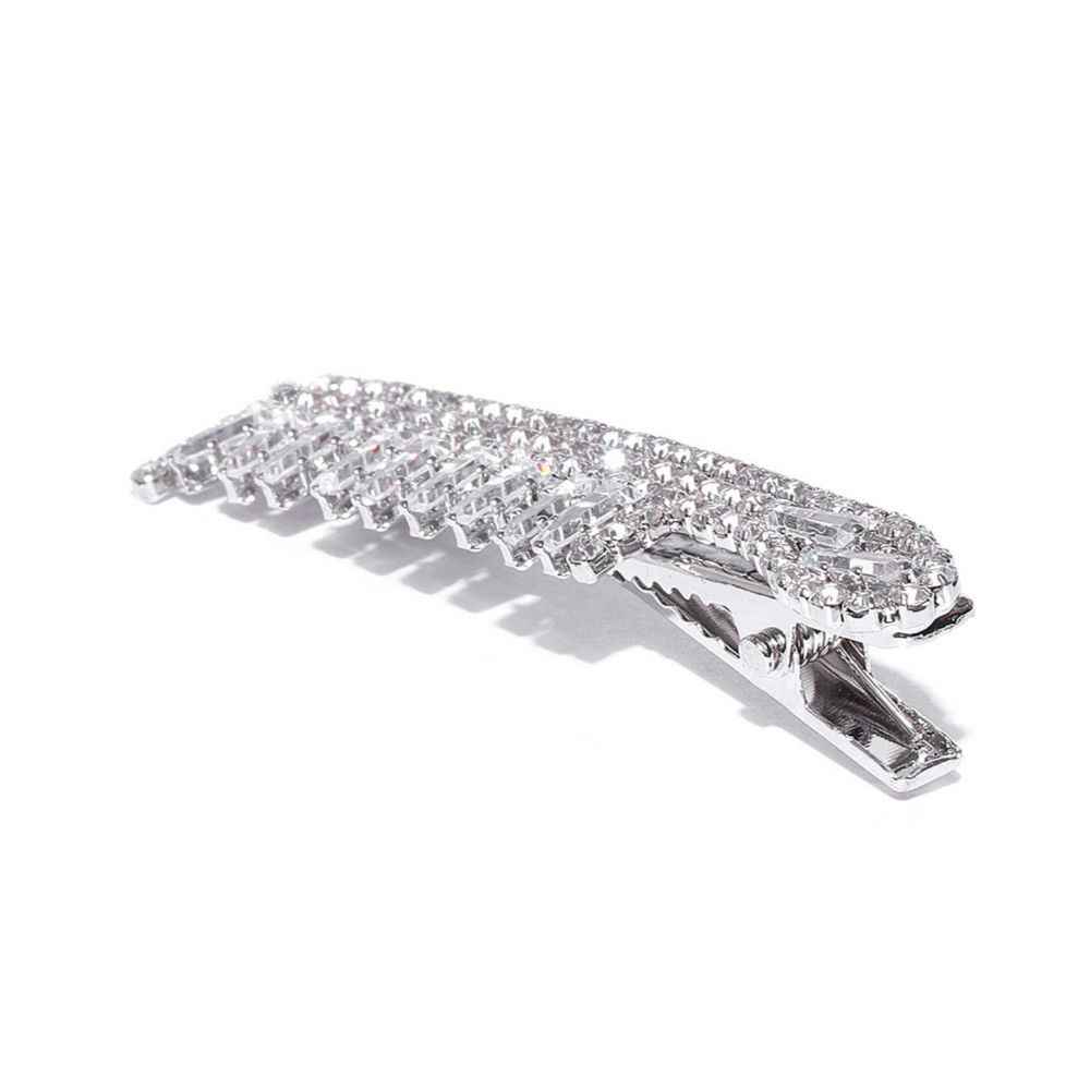 Buy Blueberry Silver-Toned Stone Studded Comb-Shaped Alligator Hair Clip - Purplle