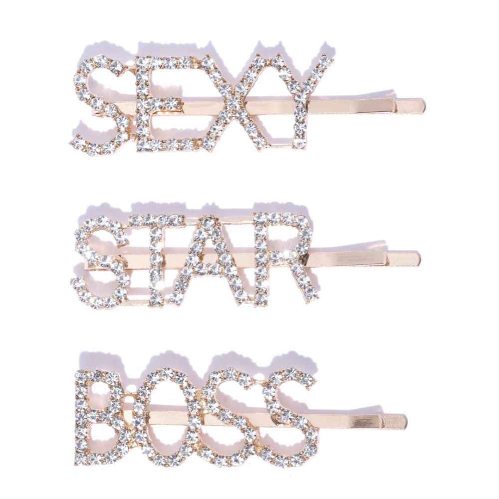 Buy Blueberry Women Set of 3 Gold-Plated Stone-Studded Bobby Pins - Purplle