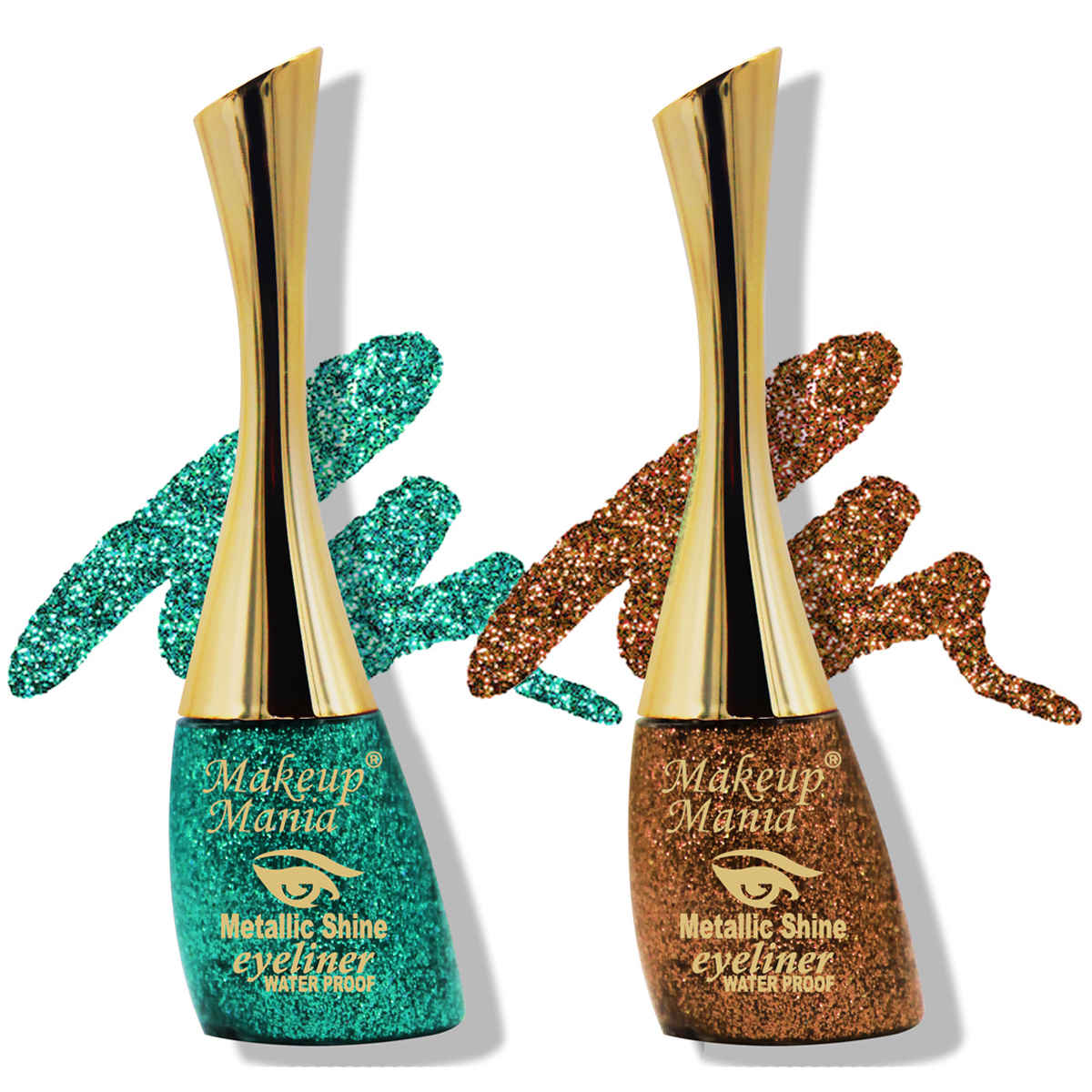 Buy Makeup Mania Metallic Shine Glitter Eyeliner, Sea Green & Copper Gold - Shade 07-08 - Purplle