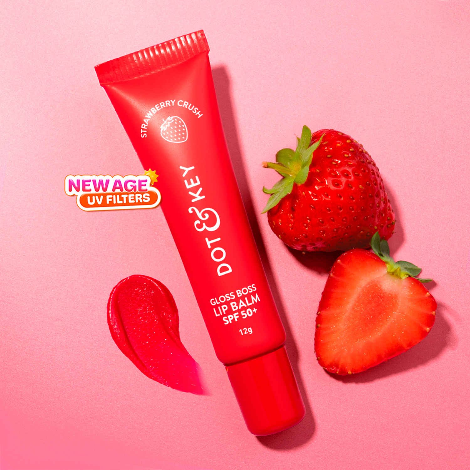 Buy Dot & Key Gloss Boss Strawberry Crush SPF 50 Lip Balm with Vitamin C+E, Tinted Lip balm for Soft and Naturally Pink Lips,A  Fades Lip Pi gmentation, Lip balm for Dry & Dark Lips to Lighten - 12 gm - Purplle