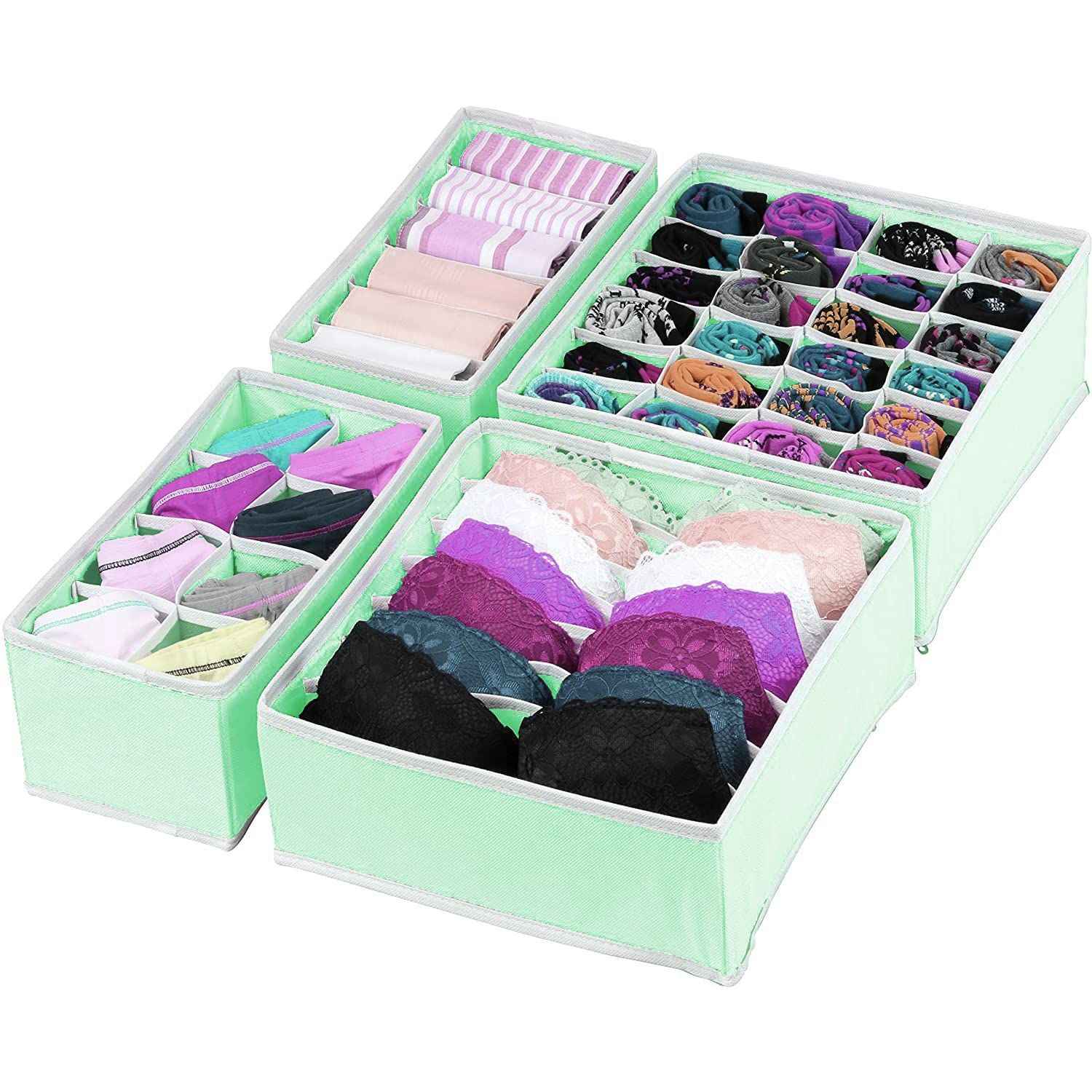 Buy House of Quirk Set of 4 Foldable Storage Box Drawer Divider Organizer Closet Storage for Socks Bra Tie Scarfs - Pastel Green_(SET4_INNORG_PASTEL_GREEN) - Purplle