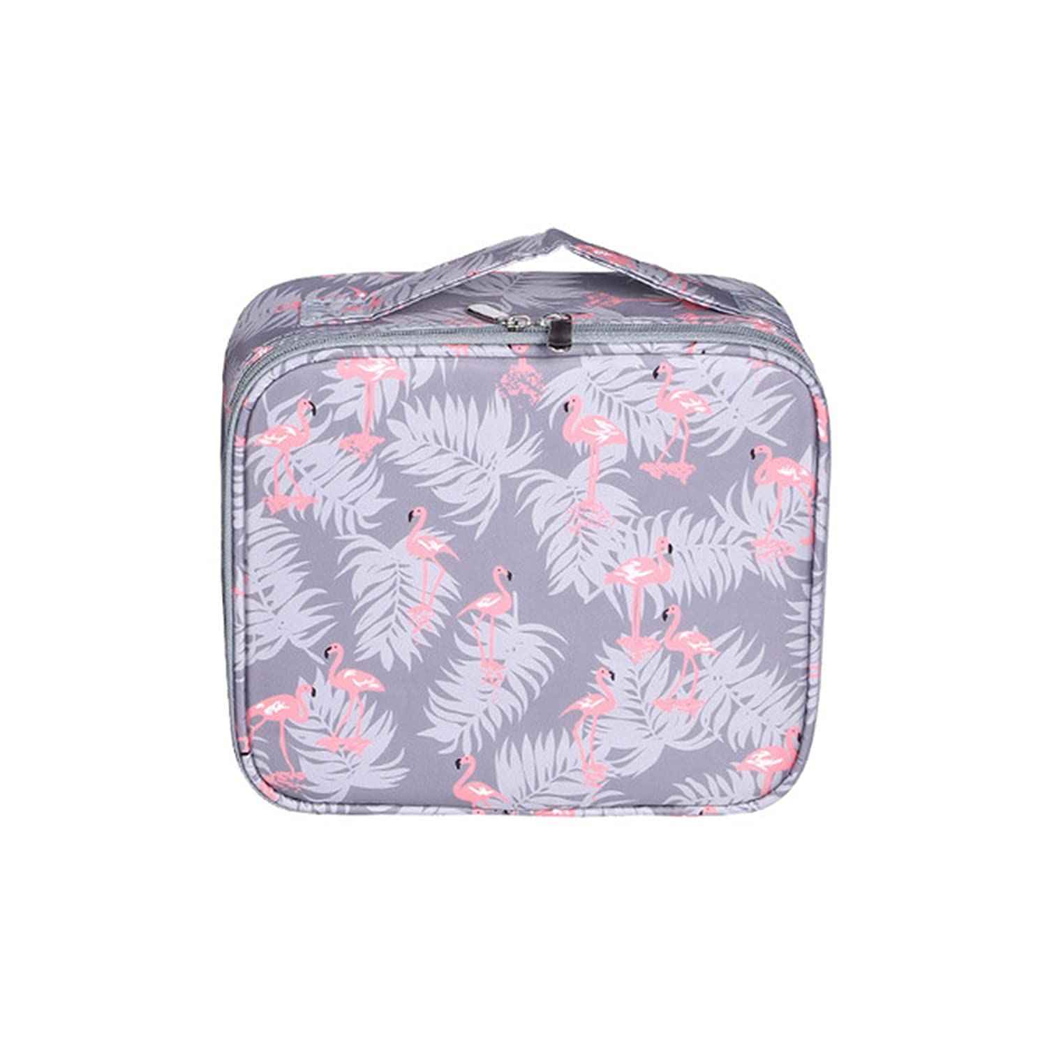 Buy House of Quirk Makeup Cosmetic Storage Case with Adjustable Compartment - Grey Flamingo_(MAKEUP_CASE_SMALL_GREY_FLAMINGO) - Purplle