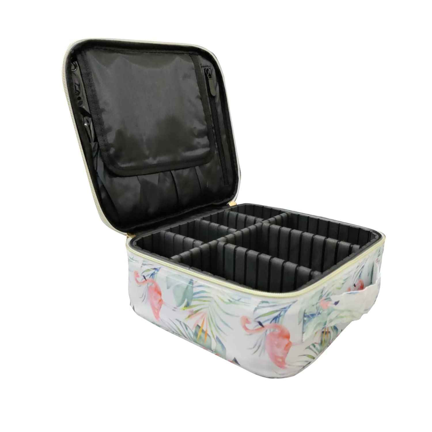 Buy House of Quirk Makeup Cosmetic Storage Case with Adjustable Compartment - White Flamingo_(MAKEUP_CASE_SMALL_WHI_FLAMINGO) - Purplle