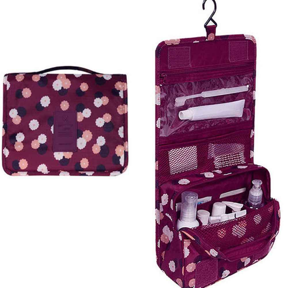 Buy House of Quirk Hanging Travel Toiletry Bag Cosmetic Bag Portable Makeup Pouch Hanging Makeup Organizer Case for Women and Girls - Maroon Flower_(MULTI_POUCH_HOOK_MAROON_FLO) - Purplle