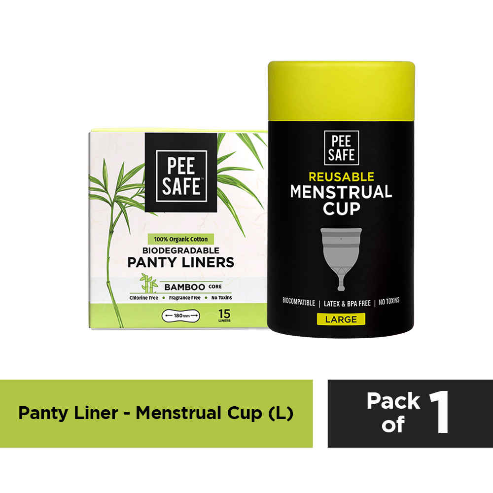 Buy Pee Safe Menstrual Cup (Large) & Bio Panty Liners For Women | 100% Biodegradable Panty Liners and FDA Approved Silicone Menstrual Cup Gives You Extra Comfort And Long Lasting Protection | Menstrual Hygiene - Purplle