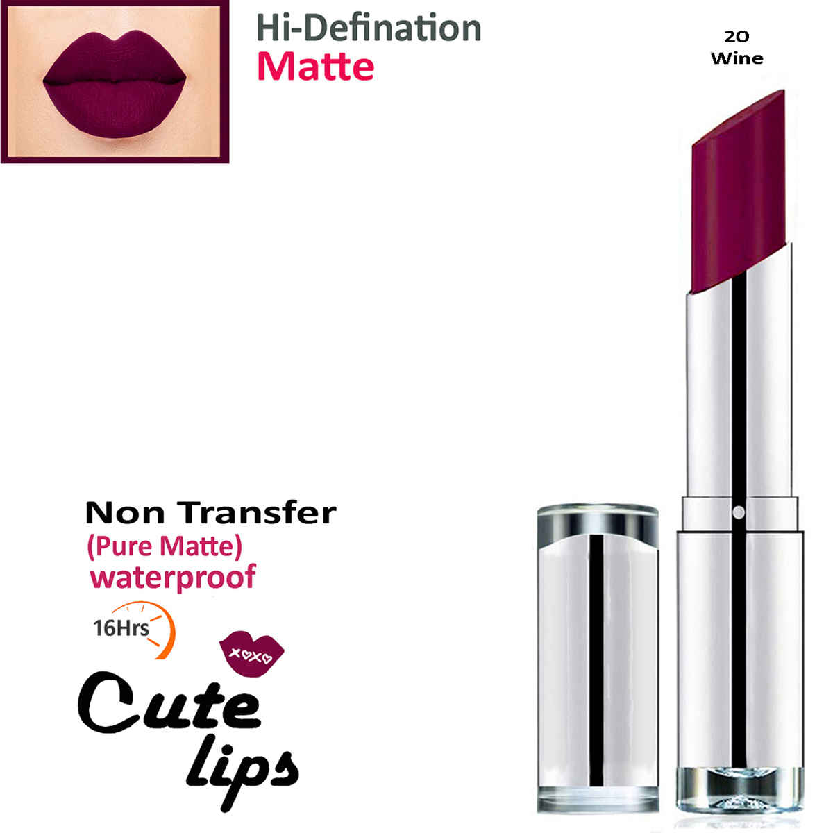 Buy bq BLAQUE Non Transfer Long Lasting Matte Lipstick 2.4 gm - # 20 Wine - Purplle