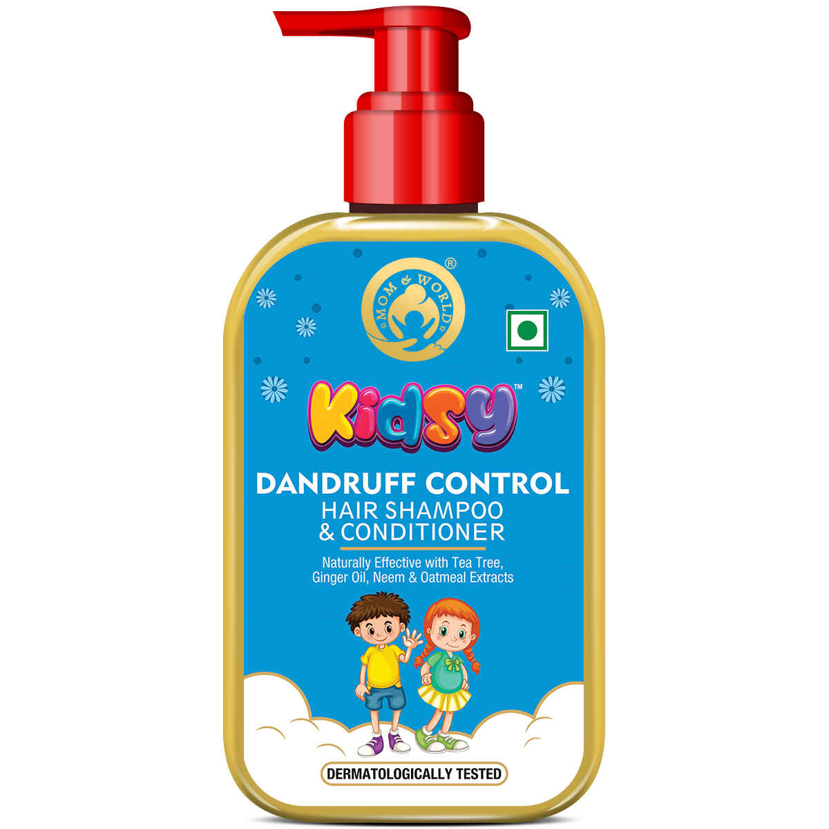 Buy Mom & World Kidsy Dandruff Control Hair Shampoo & Conditioner for Kids With Tea Tree & Ginger Oil, Neem & Oatmeal Extracts, Dermatologically Tested, No Sulphate, 240ml - Purplle