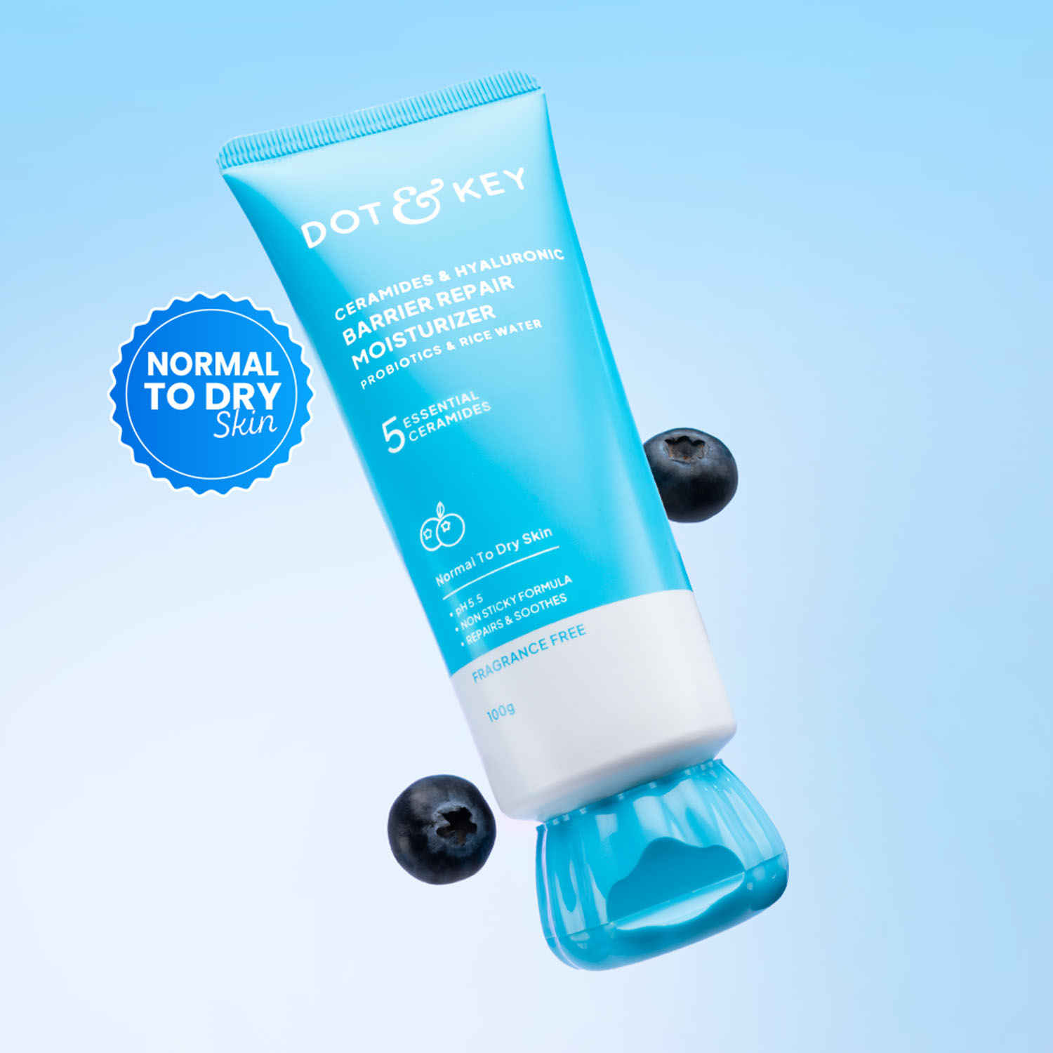 Buy Dot & Key Ceramides & Hyaluronic Skin Barrier Repair + Face Cream with Probiotics & Rice Water | Fragrance Free Face Moisturizer for Dry & Sensitive Skin, 100g - Purplle