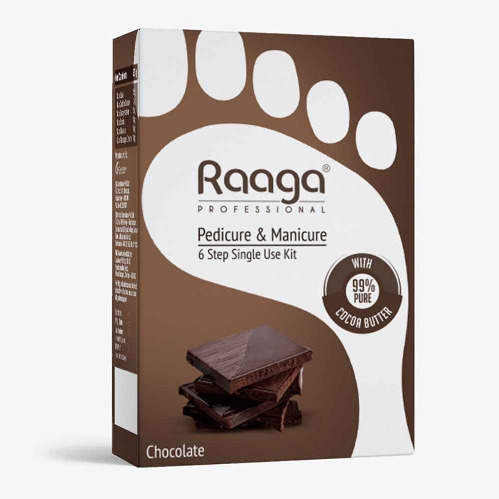 Buy Raaga Professional Pedicure & Manicure 6 Step Single Use Kit, Chocolate, 6 Sachets (63 g) - Purplle