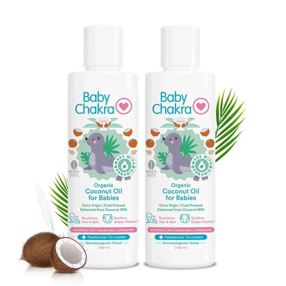 Buy BabyChakra Extra Virgin Cold Pressed Organic Coconut Oil For Babies | Nourishes Hair & Skin | Soothes Diapers Rashes| Unrefined Non Deodorised & Unbleached (100ml) x 2 - Purplle