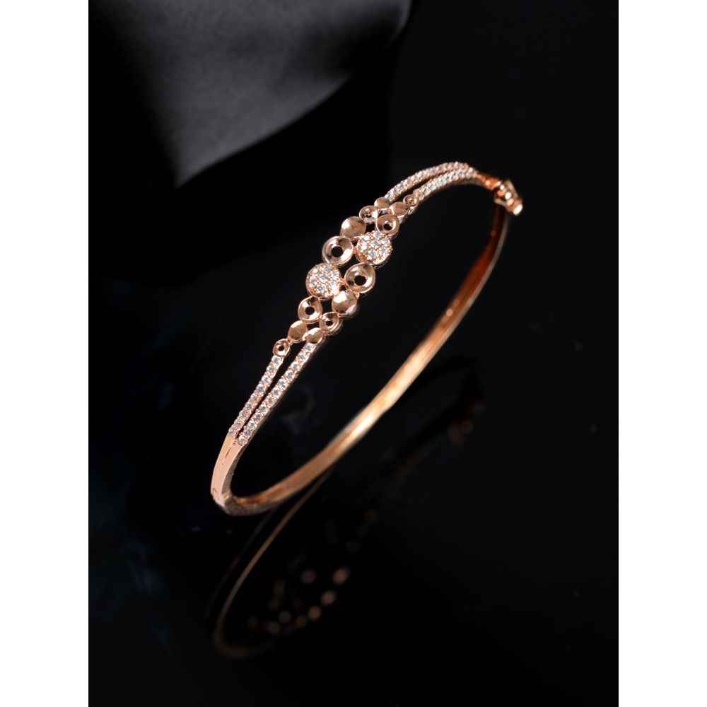Stylish Rose Gold Plated Cubic Zirconia American Diamond Adjustable Bracelet For Women & Girls