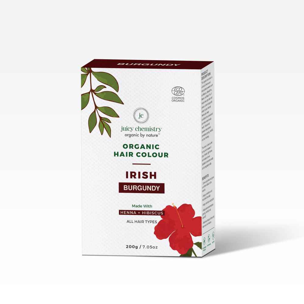 Buy Juicy Chemistry Natural Organic Hair Colour in Irish (Burgundy) 200 gms - Made with Henna, Indigo & Black Tea - Purplle
