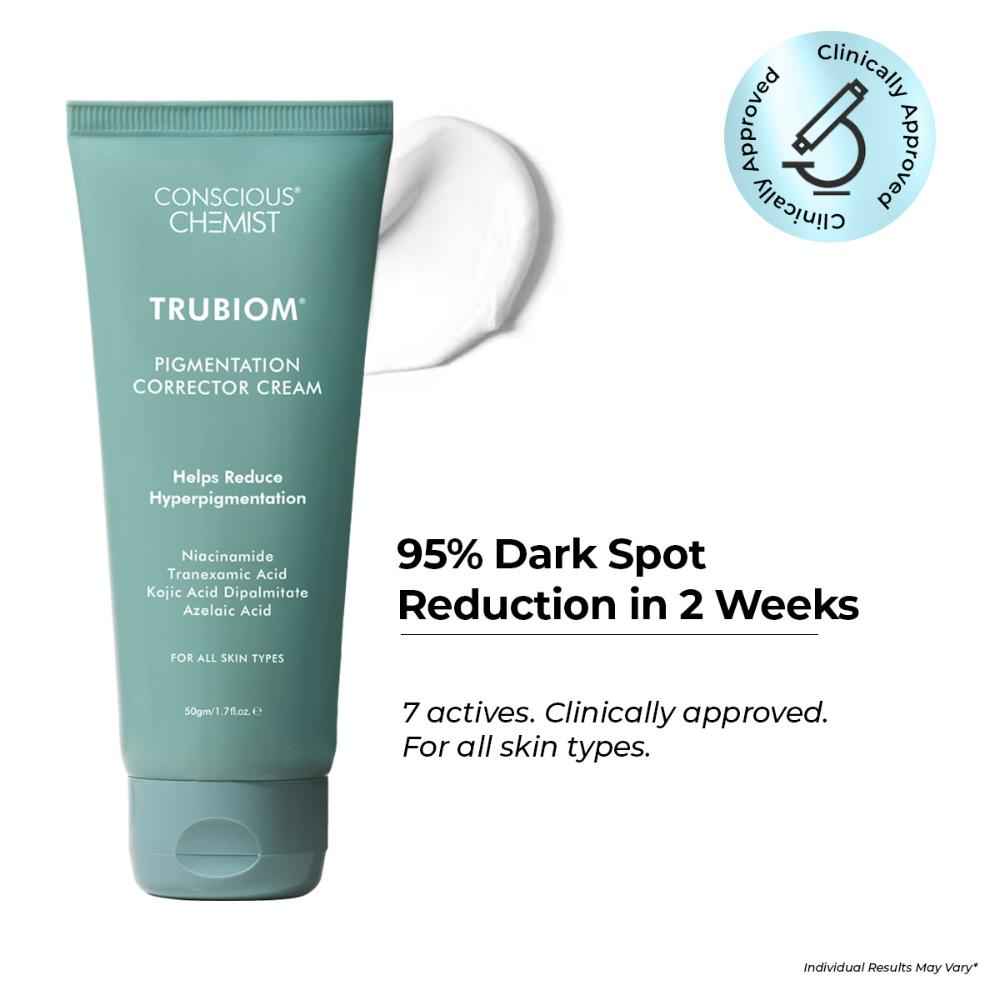 Buy Conscious Chemist Trubiom Pigmentation Corrector Moisturiser | Kojic Acid Face Cream | 50 gm | Azelaic Acid Cream, Face Cream for Men & Women, Niacinamide & Tranexamic Acid, Anti Pigmentation Cream, Reduce Dark Spots, All Skin Type - Purplle