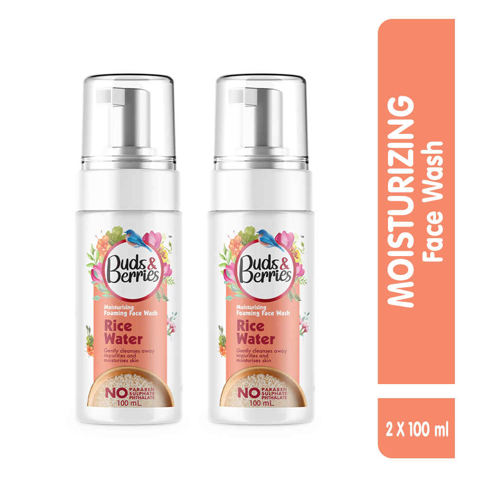 Buy Buds & Berries Rice Water Foaming Facewash for Moisturizing No Sulphate No Paraben - 100 ml | Pack of 2 (200 ml) - Purplle