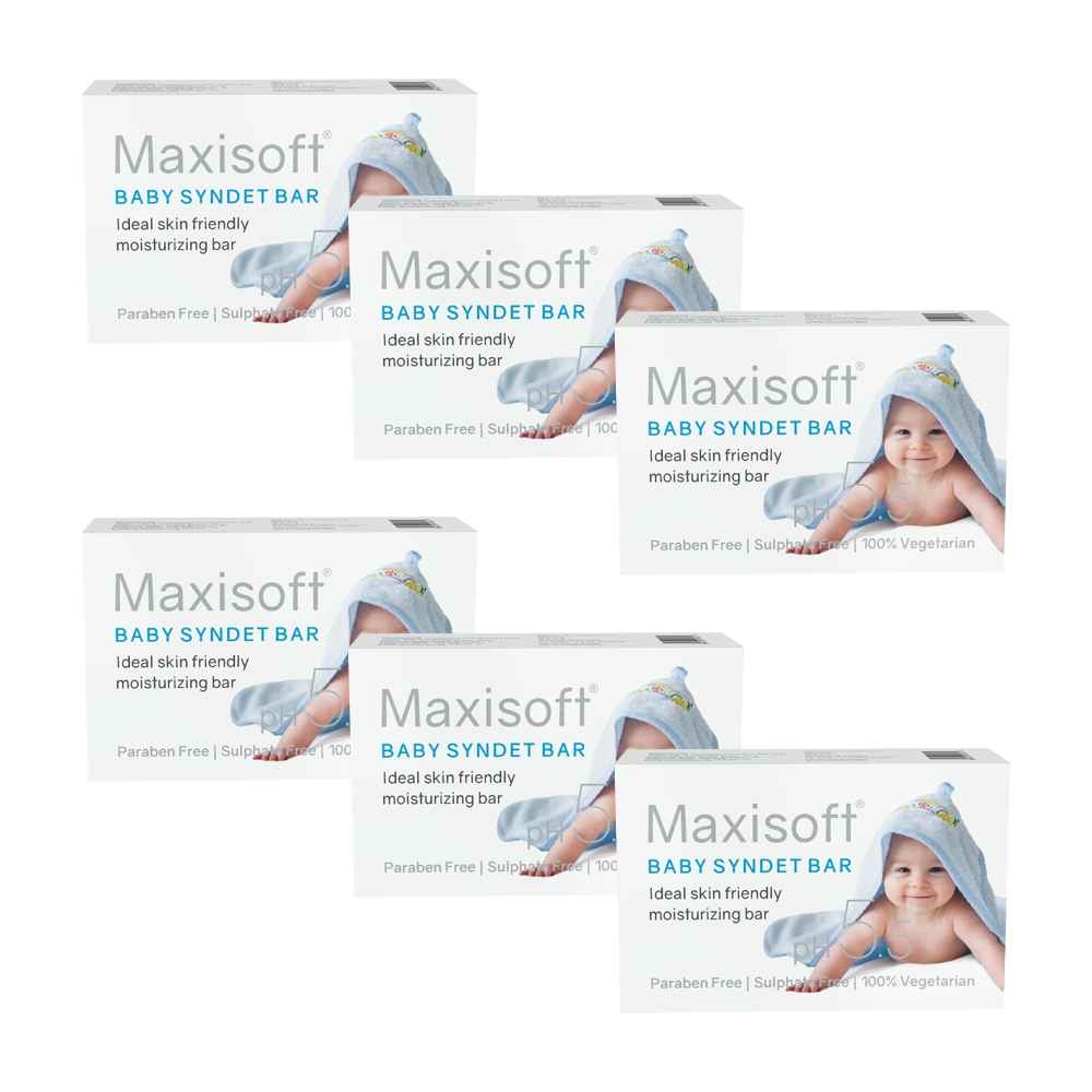 Buy Maxisoft Baby Syndet Soap|With Aloe Vera, Almond Oil, Olive Oil, Vitamin E, Coconut Oil, Shea Butter, Jojoba Oil, Avocado Oil & Tea Tree Oil|pH 5.5|Paraben Free (75 gm - Pack Of 6) - Purplle