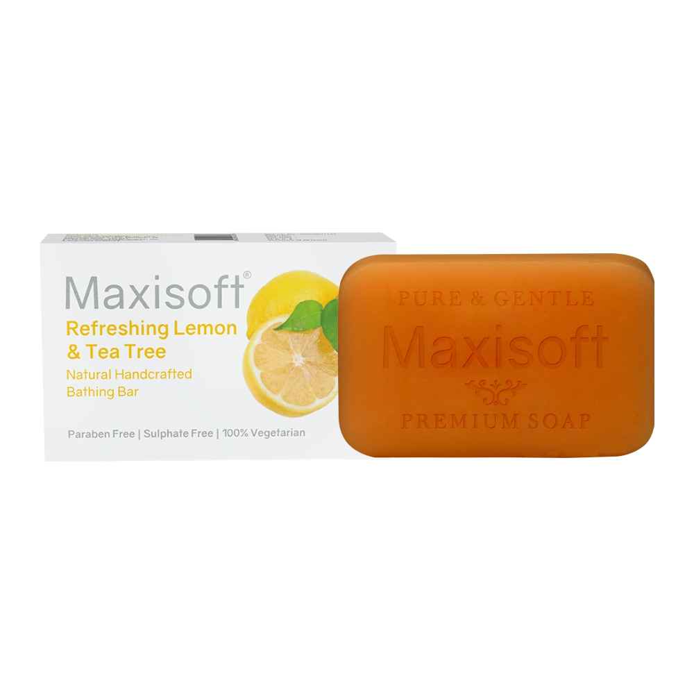 Buy Maxisoft Refreshing Lemon & Tea Tree Bathing Soap |With Lemon Oil, Tea Tree Oil, Shea Butter, Aloe Vera, Cocoa Butter, Coconut Oil & Glycerine |Paraben & Sulphate Free (75 gm - Pack Of 1) - Purplle