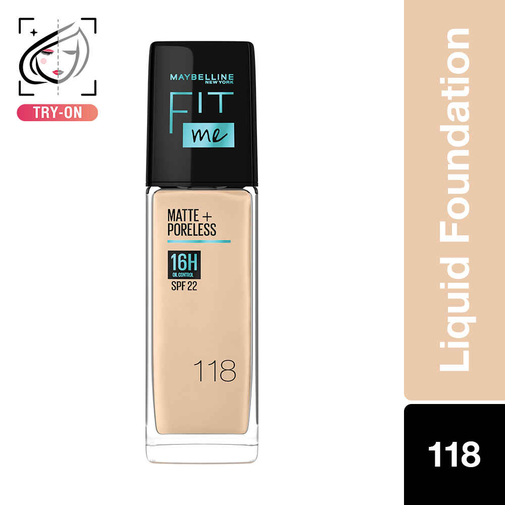 Buy Maybelline New York Fit Me Matte + Poreless Liquid Foundation, 118 Light Beige | Matte Foundation | Oil Control Foundation | Foundation With SPF, 30 ml - Purplle