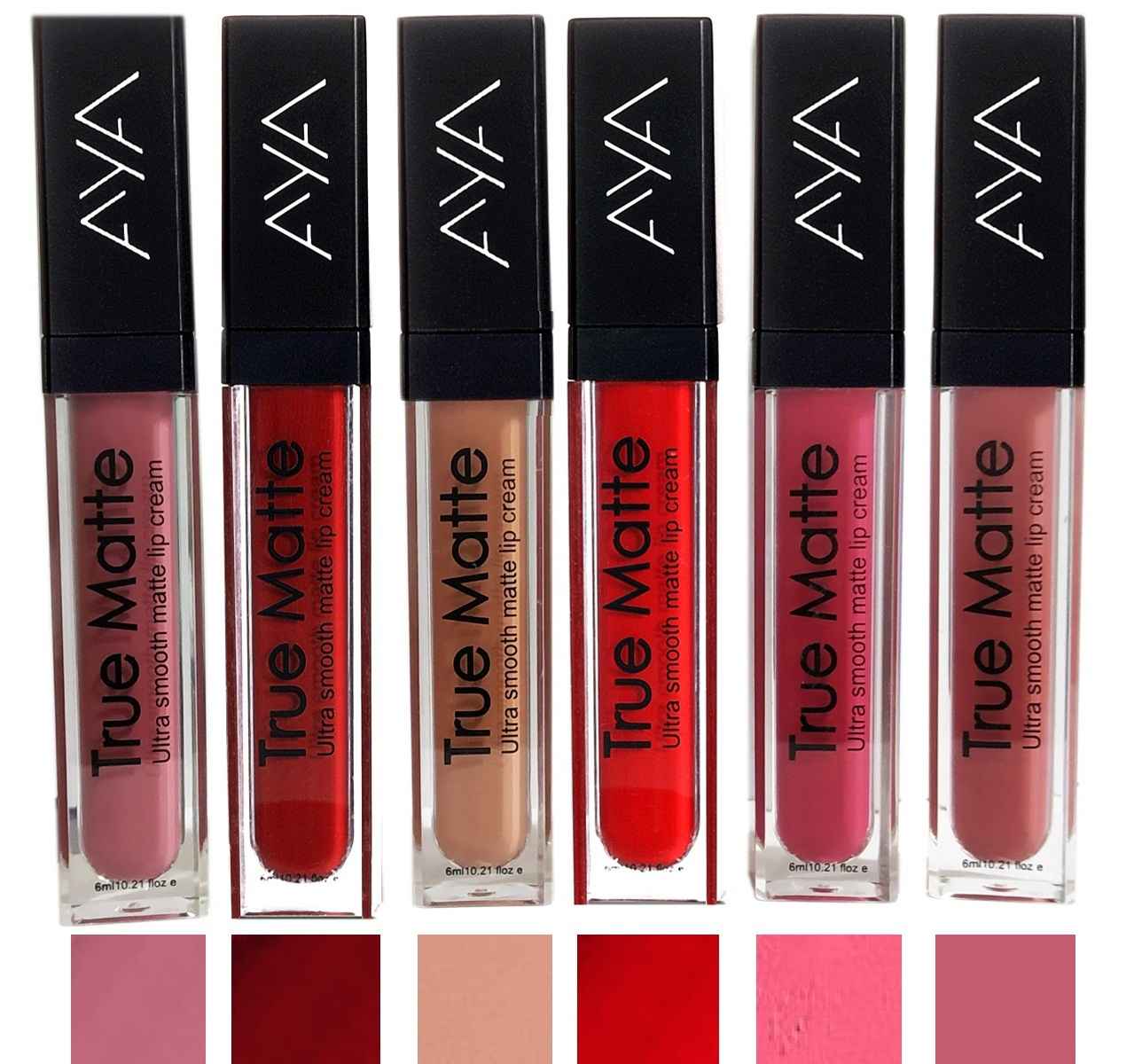 Buy AYA True Matte Liquid Lipstick, Ultra Smooth Matte Lip Cream (Set of 6) - Purplle