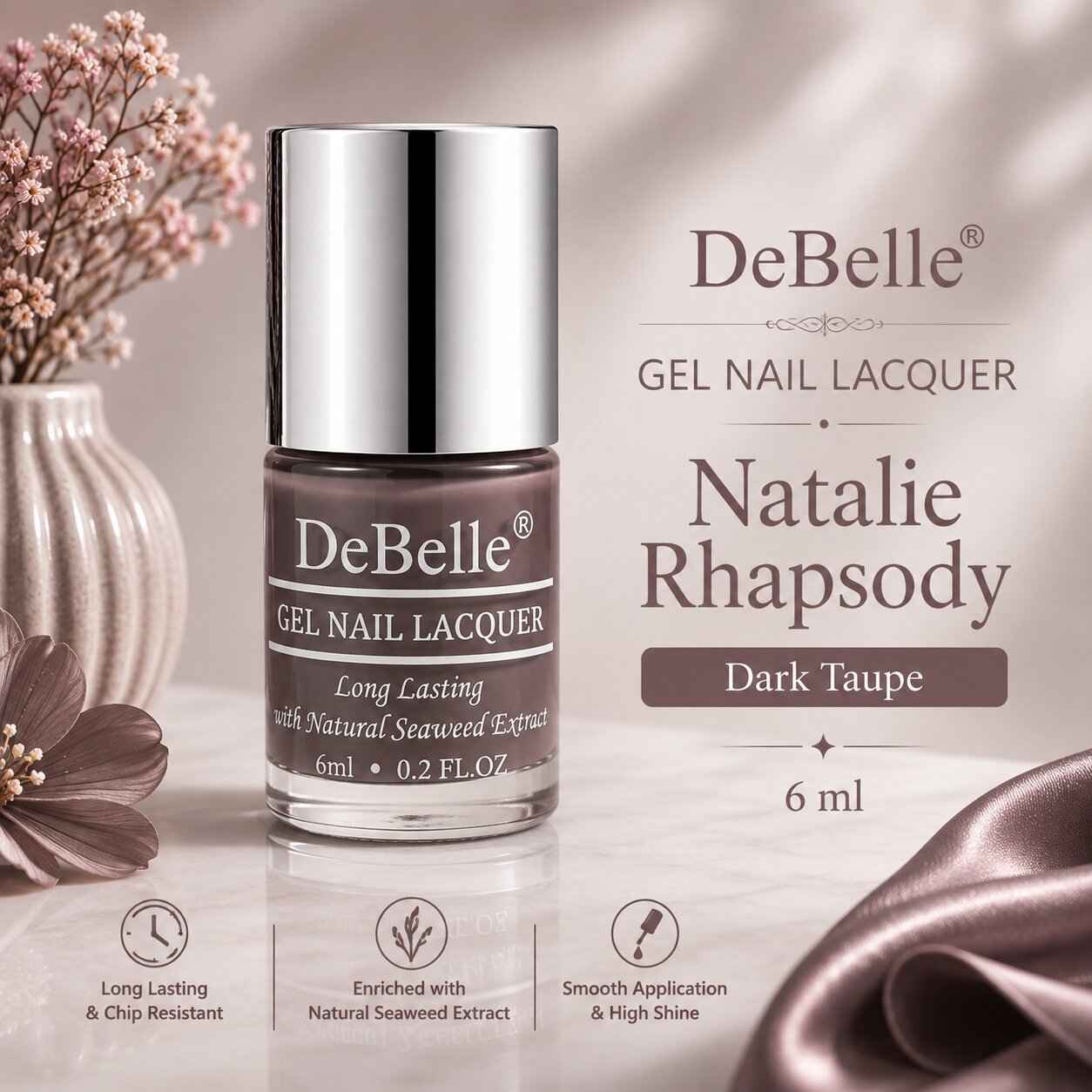 Buy DeBelle Gel Nail Lacquer Natalie Rhapsody (Dark Taupe) - (6 ml) - Purplle