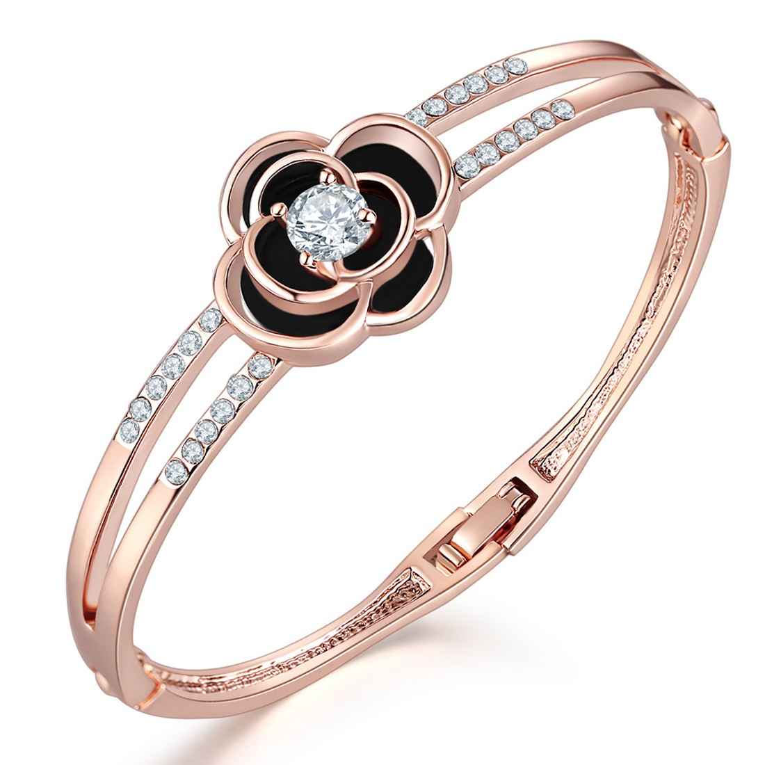 Buy Jewels Galaxy Black 18K Rose Gold-Plated Handcrafted Bangle-Style Bracelet SMNJG-BNG-3106 - Purplle