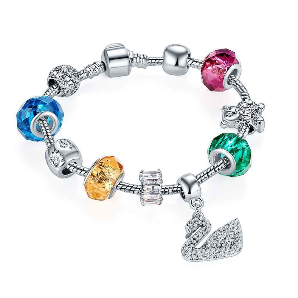 Buy Jewels Galaxy Silver-Toned Blue Brass Rhodium-Plated Stone-Studded Handcrafted Bracelet SMNJG-BNG-3150 - Purplle