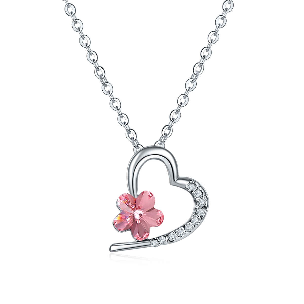 Buy Jewels Galaxy Rhodium-Plated Handcrafted Pendant with Crystals From Swarovski Chain SWDA-PS-27522 - Purplle