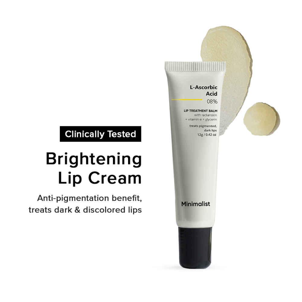 Buy Minimalist 8% L-Ascorbic Acid Lip Treatment Balm with Vitamin E, Radianskin & Gylcerine for pigmented & dark lips - Purplle
