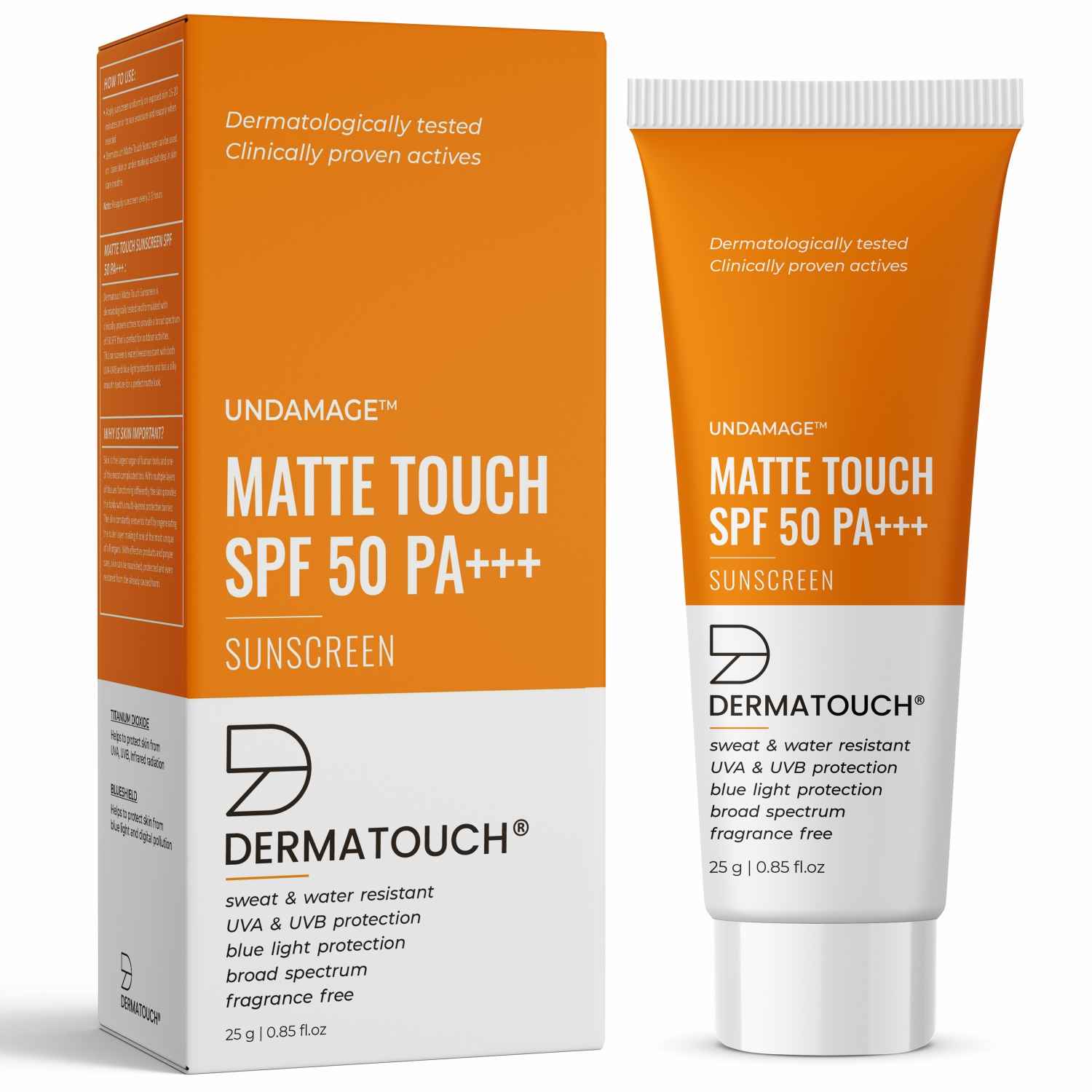 Buy DERMATOUCH Matte Touch Sunscreen SPF 50 PA +++ with Titanium Dioxide & BlueShield | Sweat & Water Resistance | UVA & UVB Protection | Blue Light Protection | For Men & Women - 25G - Purplle